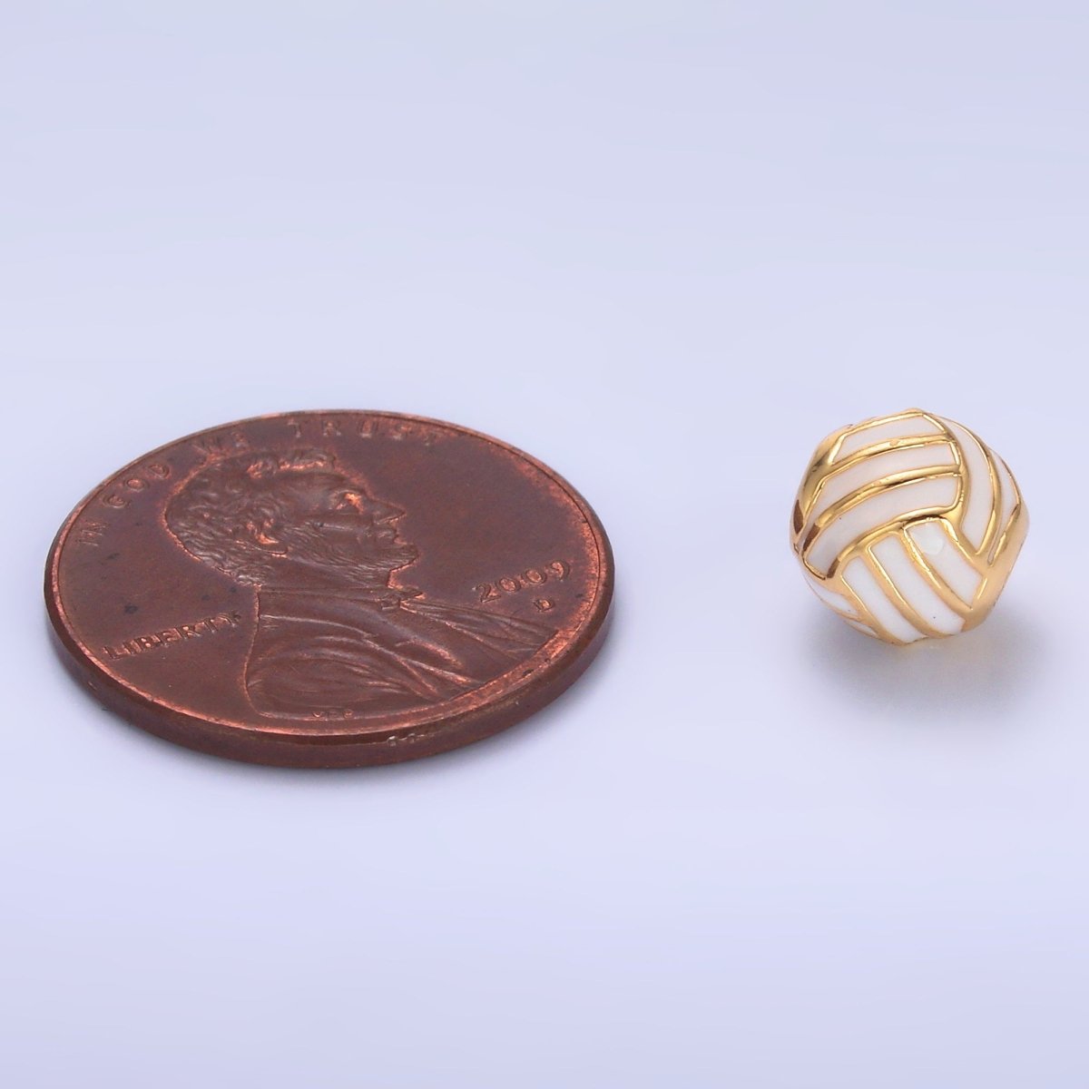 24K Gold Filled Volley Ball Sports Enamel Bead | B184