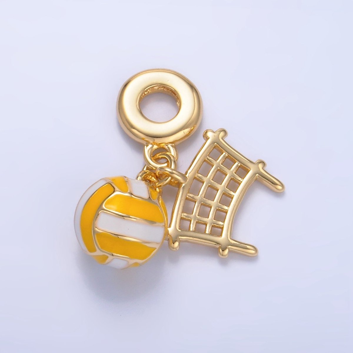 24K Gold Filled Volleyball Net Sports Rhondelle Bail Drop Pendant | W111