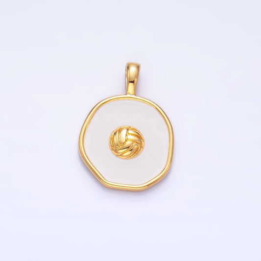 24K Gold Filled Volleyball Sports Stamped Round Pendant | AA1089