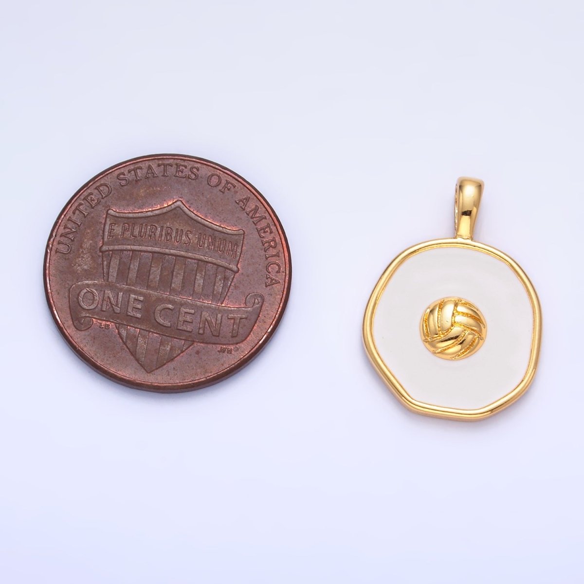 24K Gold Filled Volleyball Sports Stamped Round Pendant | AA1089