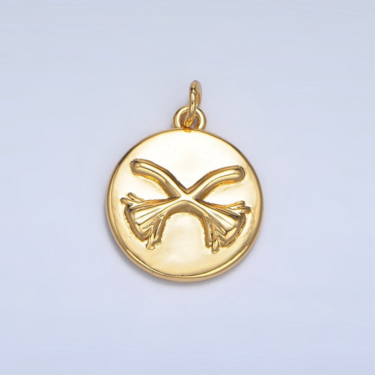 24K Gold Filled Witch Broom Round Charm in Gold & Silver | W011