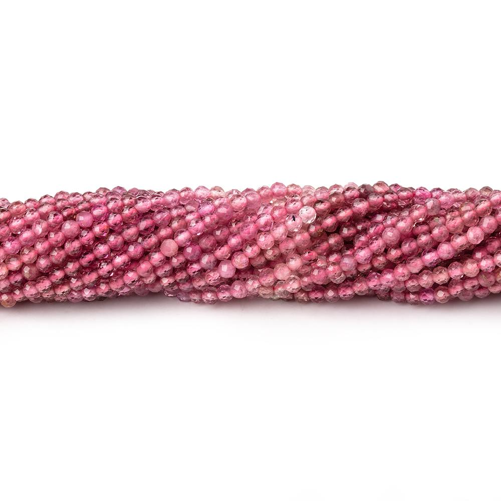 2.4mm Pink Tourmaline Micro Faceted Round Beads 12.5 inch 144 pieces