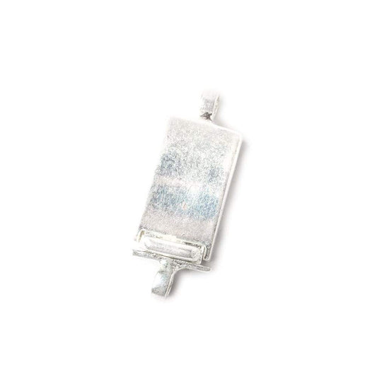 24mm Sterling Silver plated Box Clasp Curved Plain Rectangle Design 1 piece