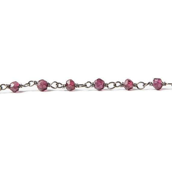 2.5-3mm Rhodolite Garnet rondelle Black Gold plated Chain by the foot 34 pieces