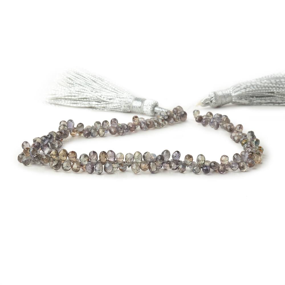 2.5-4mm Plum Sapphire Micro Faceted Tear Drop Beads 7.5 inch 163 pieces AAA