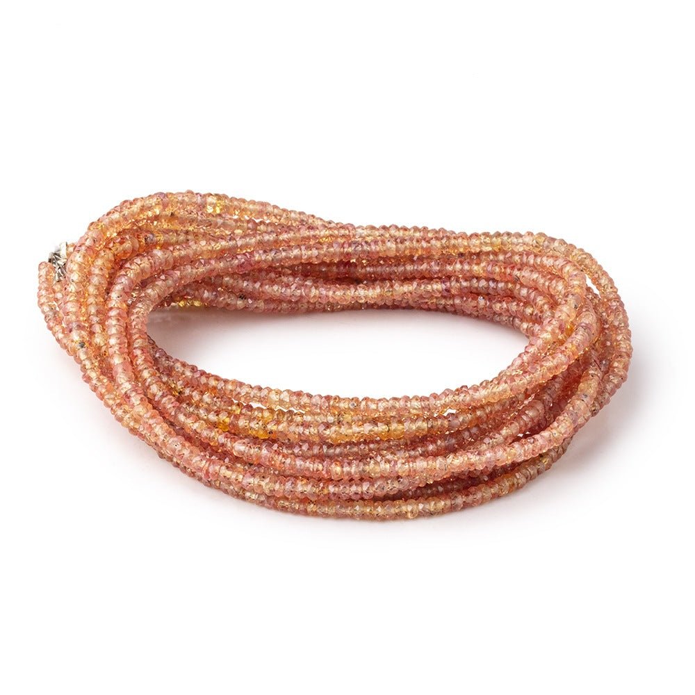2.5-4mm Reddish Orange Sapphire Faceted Rondelle Beads 17 inch 272 pieces