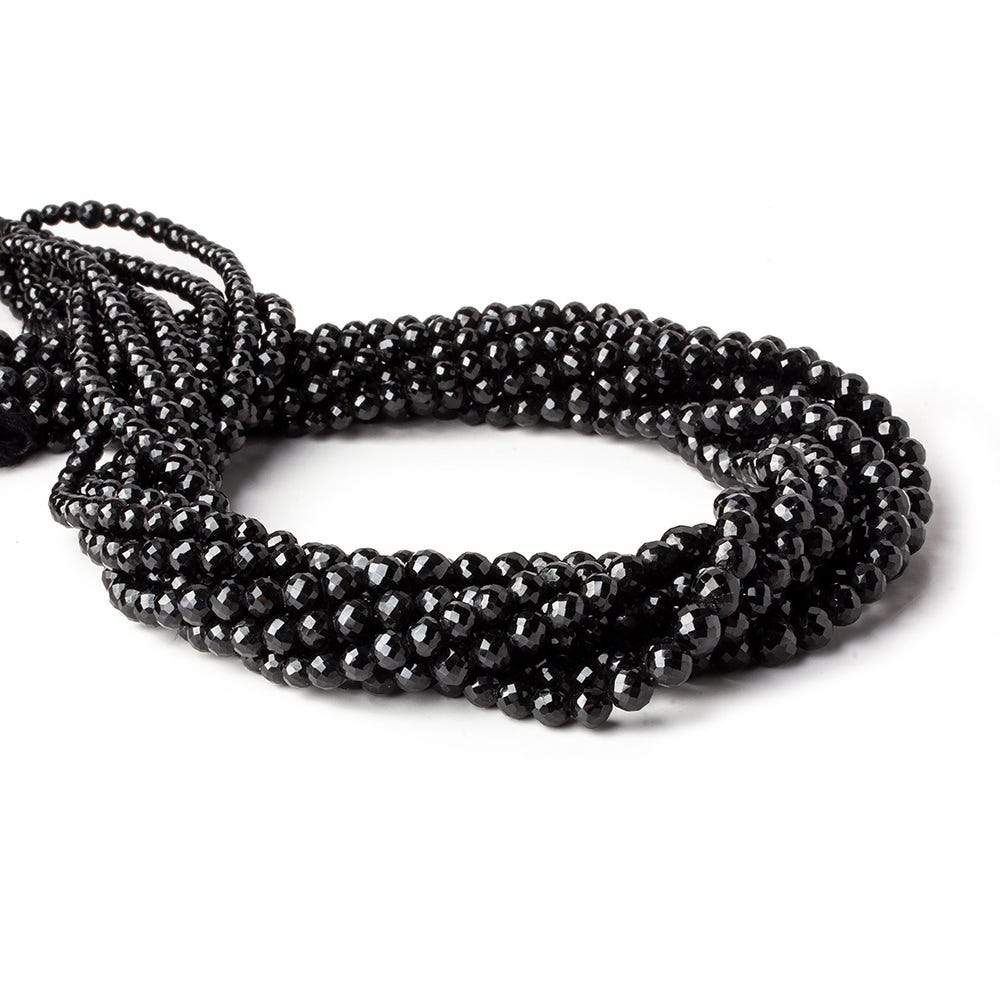 2.5-5.5mm Black Spinel Faceted Rounds 16 inch 95 beads
