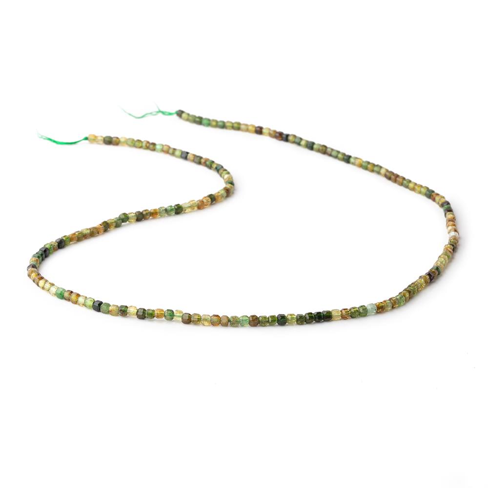 2.5mm Green Tourmaline Micro Faceted Cube Beads 15.5 inch 180 pieces