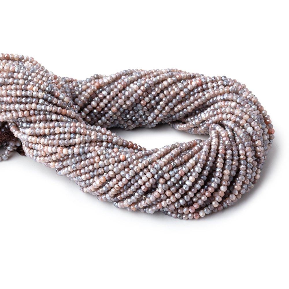 2.5mm Mystic Chocolate Moonstone Micro Faceted Rondelles 12.5 inch 172 Beads