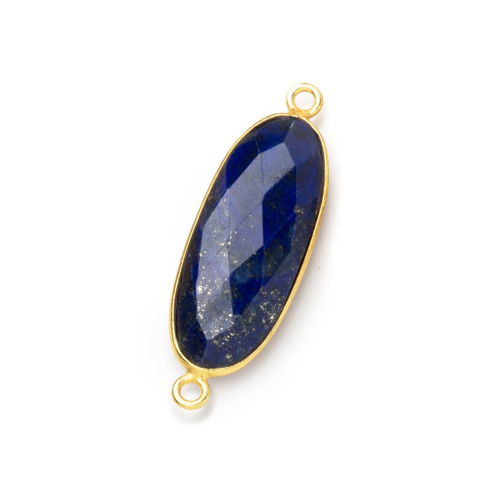 25x12mm Vermeil Bezel Lapis Lazuli Faceted Oval Connector 1 piece