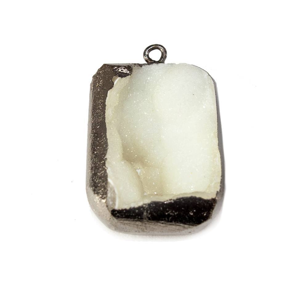 25x16mm Black Gold Leaf Edged Cream White Drusy Focal Pendant 1 piece