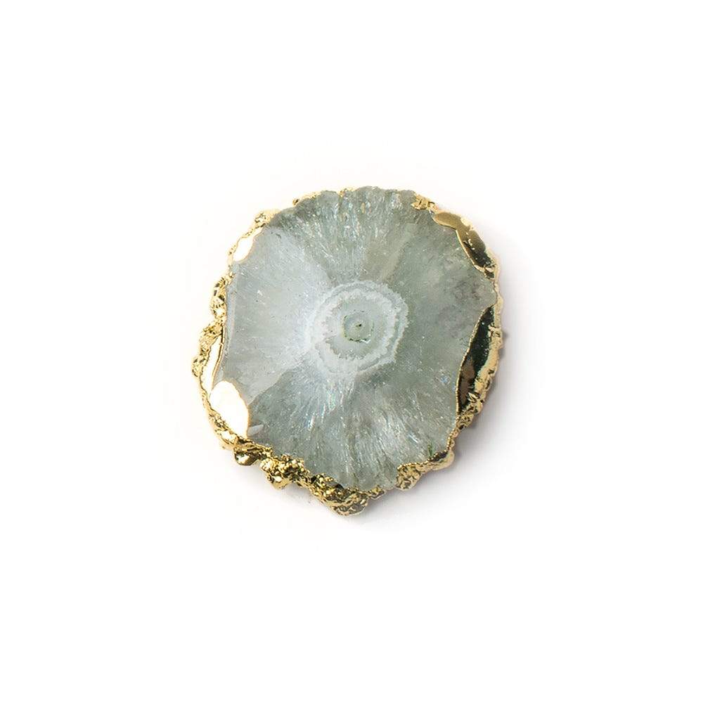 25x22mm 22kt Gold leafed Solar Quartz Slice Pendant 1 piece