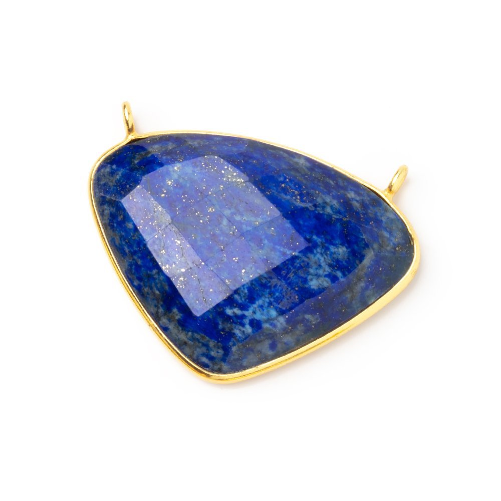 25x35mm Vermeil Bezel Lapis Lazuli Cleftless Heart Connector 1 piece