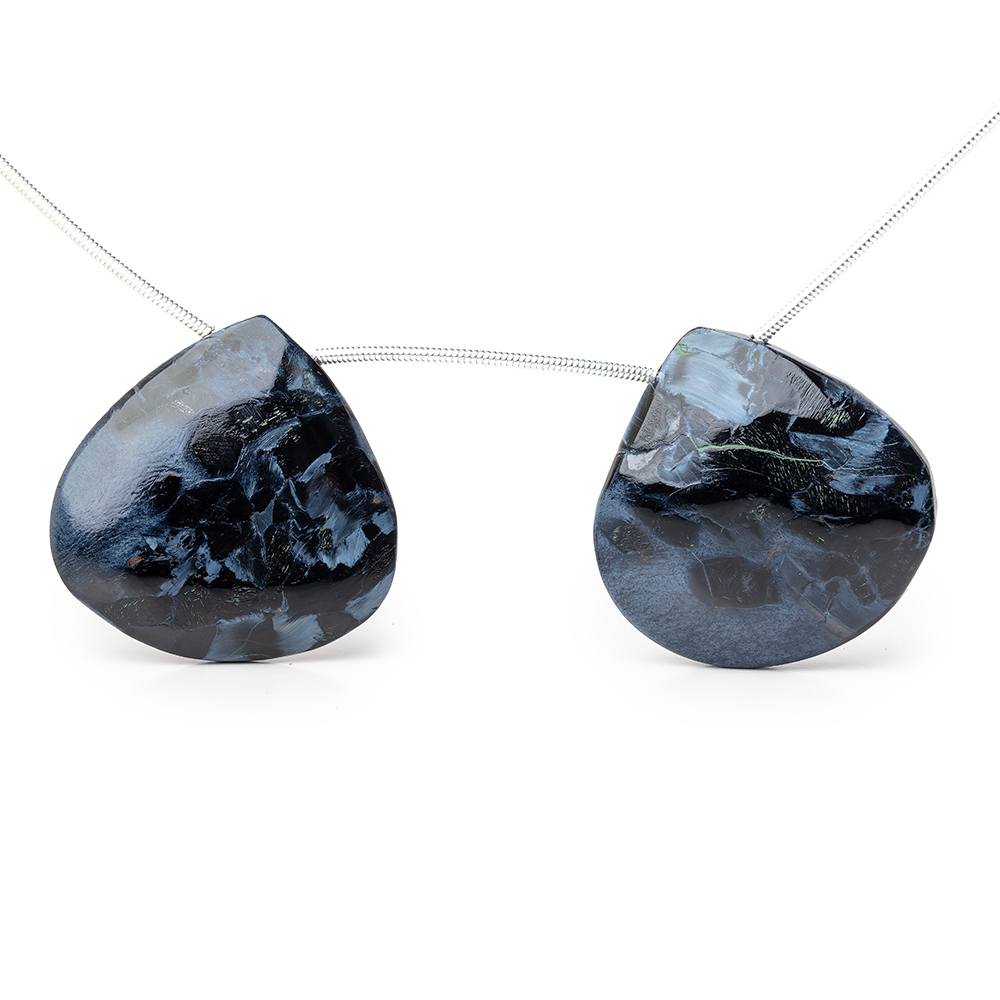 27mm Pietersite Plain Heart Focal Beads Set of 2