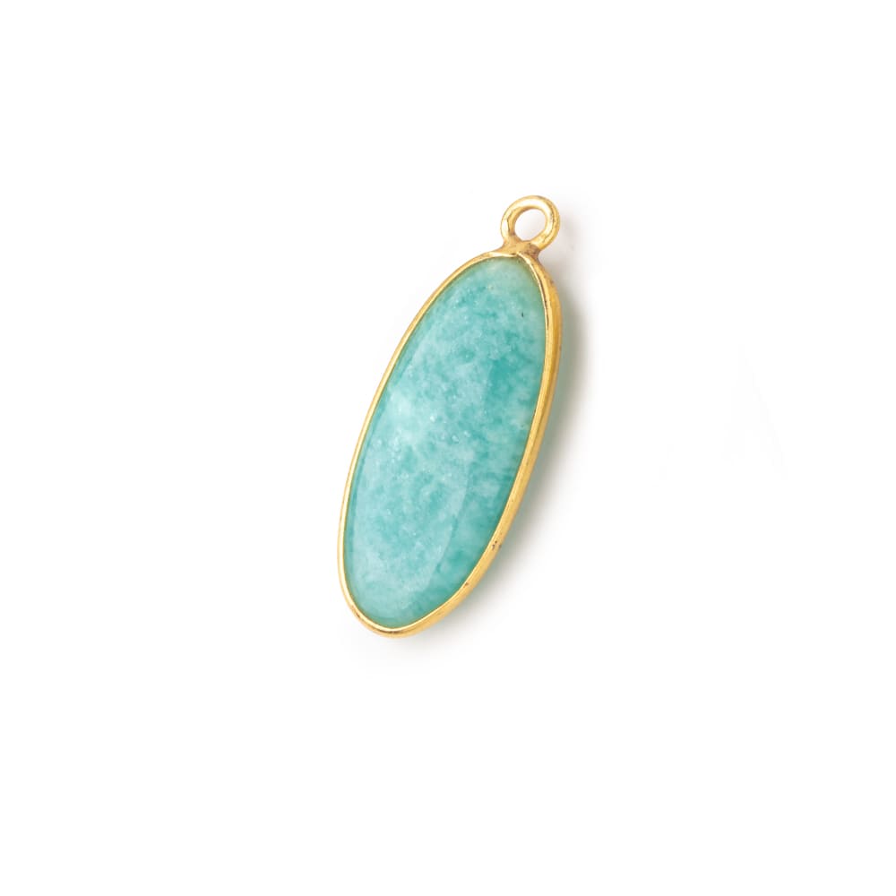 26x12mm Vermeil Bezel Amazonite Plain Oval Pendant 1 Focal Bead