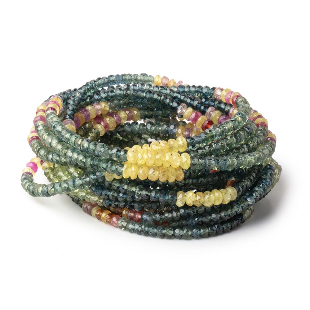 2.8-3.6mm Multi Color Sapphire Faceted Rondelles 16 inch 221 Beads