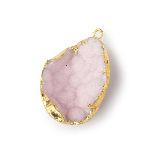 28x21mm Gold Leafed Pink Concave Drusy Pendant 1 focal piece