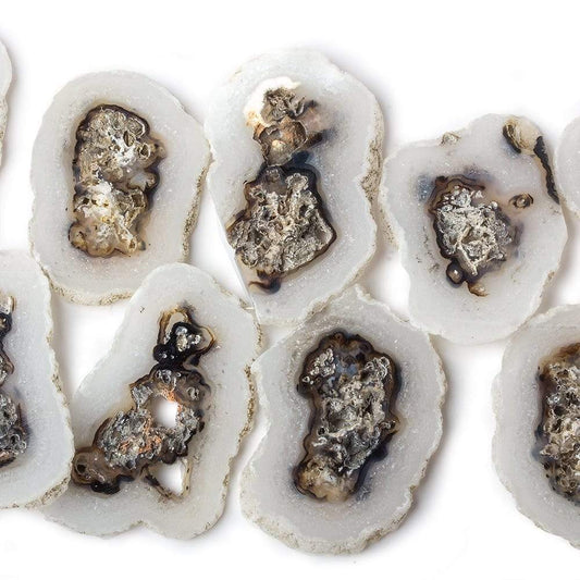 Solar Quartz top drilled Natural Crystal Slices with Drusy Edge 8 inch 14 pieces
