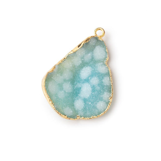 29x23mm Gold Leafed Blue Concave Drusy Pendant 1 focal piece