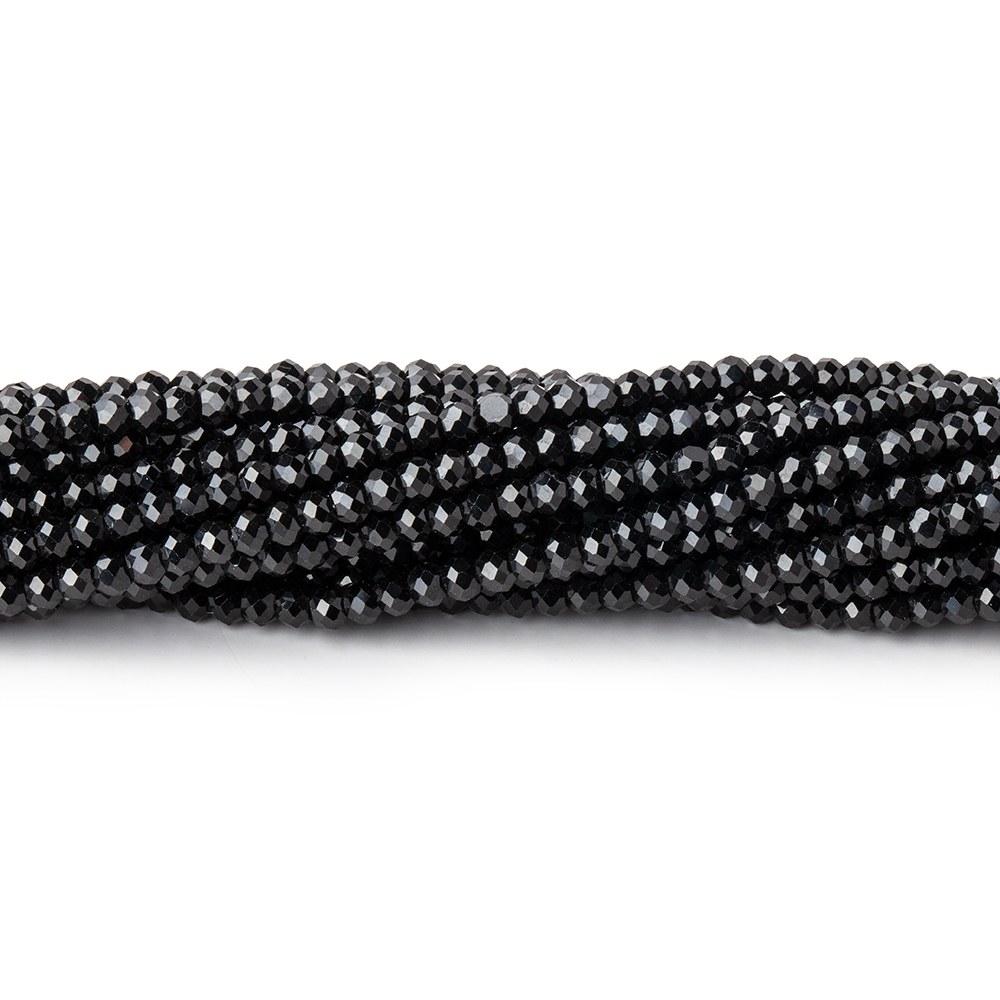 2mm Black Spinel Micro Faceted Rondelle Beads 12.5 inch 178 pieces AAA