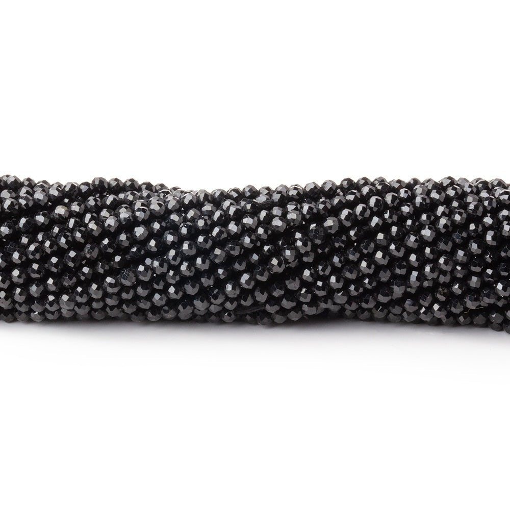 2mm Black Tourmaline Micro Faceted Round Beads 12.75 inch 174 pieces AAA