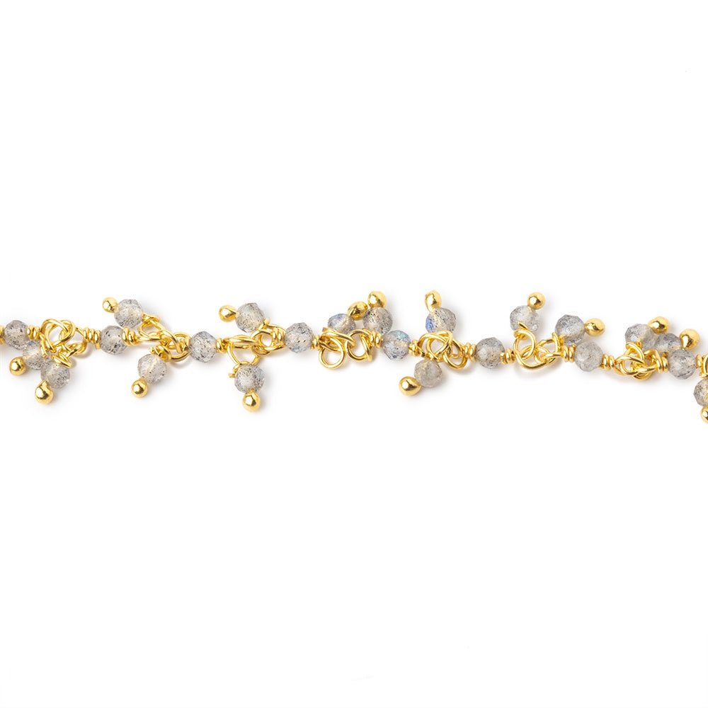 2mm Labradorite Micro Faceted Rounds on Vermeil Dangling Chain