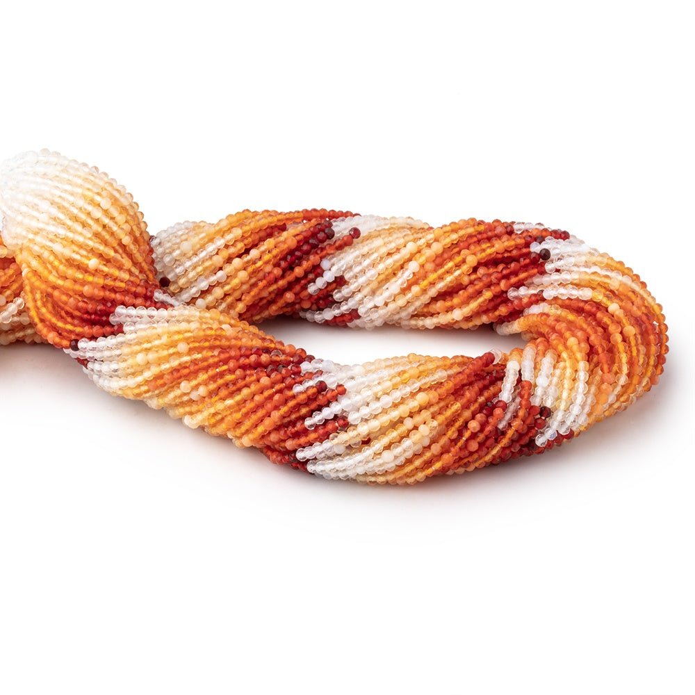 2mm Mexican Fire Opal Micro Faceted Rondelle Beads 12.25 inch 176 pieces