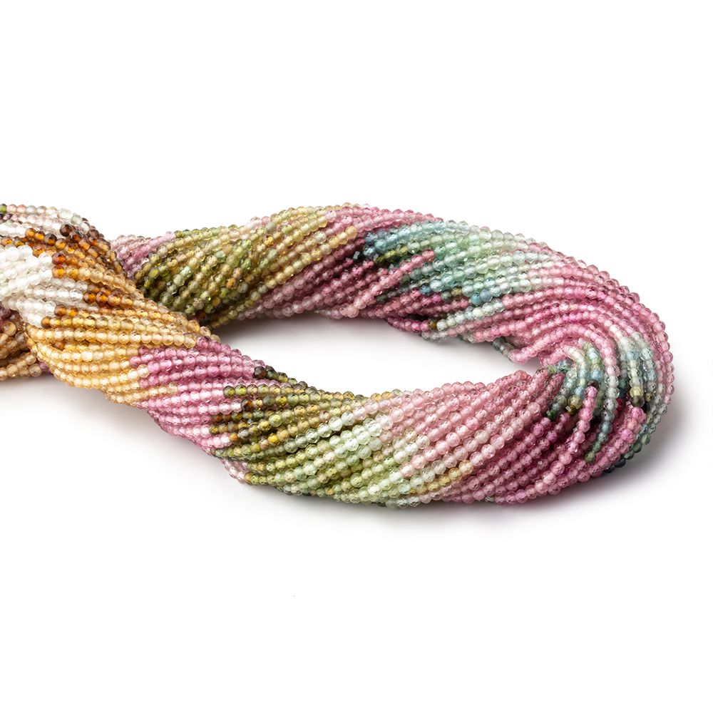 2mm Multi Color Tourmaline Micro Faceted Rondelle Beads 12.5 inch 190 pieces