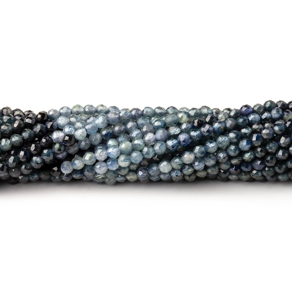 2mm Shaded Blue Sapphire Micro Faceted Round Beads 12.5 inch 157 pieces