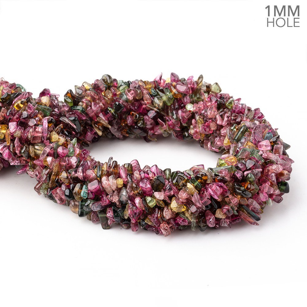 2x2-3x7mm Multi Color Tourmaline Chip Beads 15.5 inch 180 pieces 1mm hole