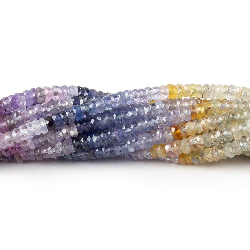 3-3.5mm Fancy Ceylon Sapphire faceted rondelles 16 inch 245 beads AA Grade