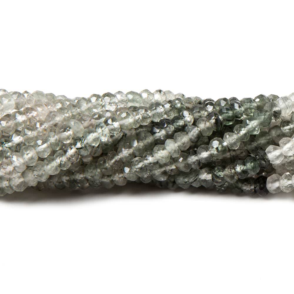 3-3.5mm Green Tourmalinated Quartz faceted rondelles 14 inch 165 beads