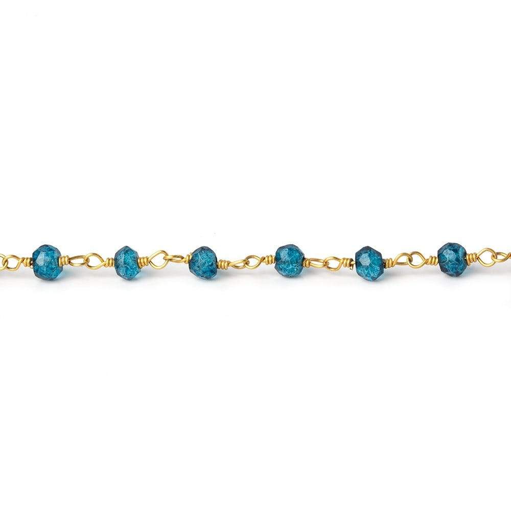 3-3.5mm London Blue Quartz Vermeil Chain by the foot 38 beads