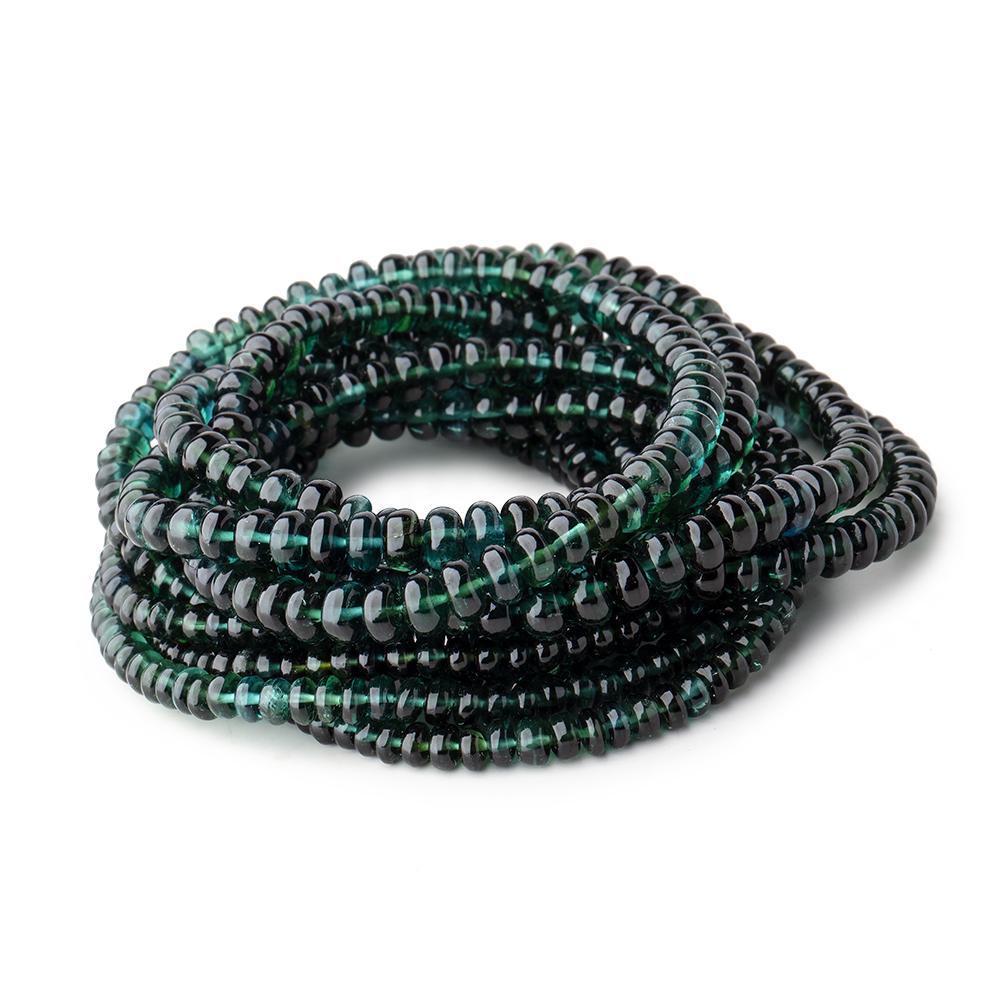 3-5mm Indicolite Blue & Chrome Green Tourmaline Plain Rondelles 18 inch 190 pieces AA