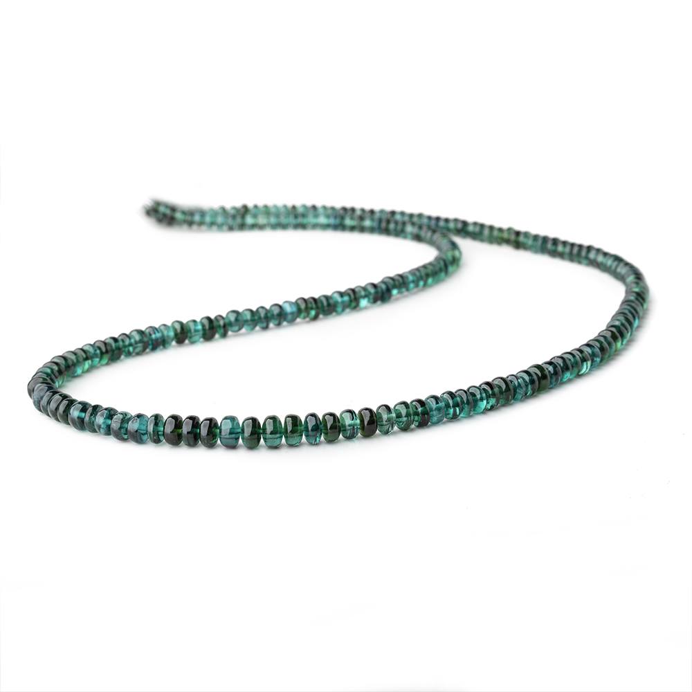 3-5mm Indicolite Blue & Chrome Green Tourmaline Plain Rondelles 18 inch 190 pieces AA