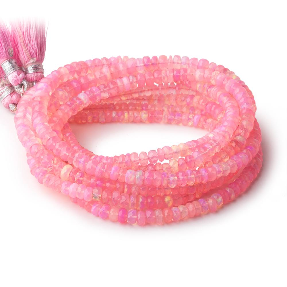 3-6mm Neon Pink Ethiopian Opal Faceted Rondelle Beads 16 inch 160 pieces