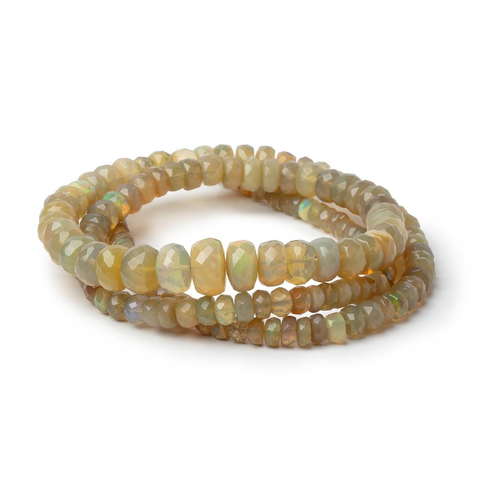 3-8.5mm Ecru Ethiopian Opal Faceted Rondelles 18 inch 157 Beads
