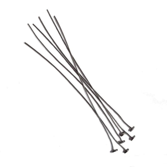 3" length Disc Headpin Black Gold plated .925 Silver, 26 Gauge Wire, 10 pieces per Bag