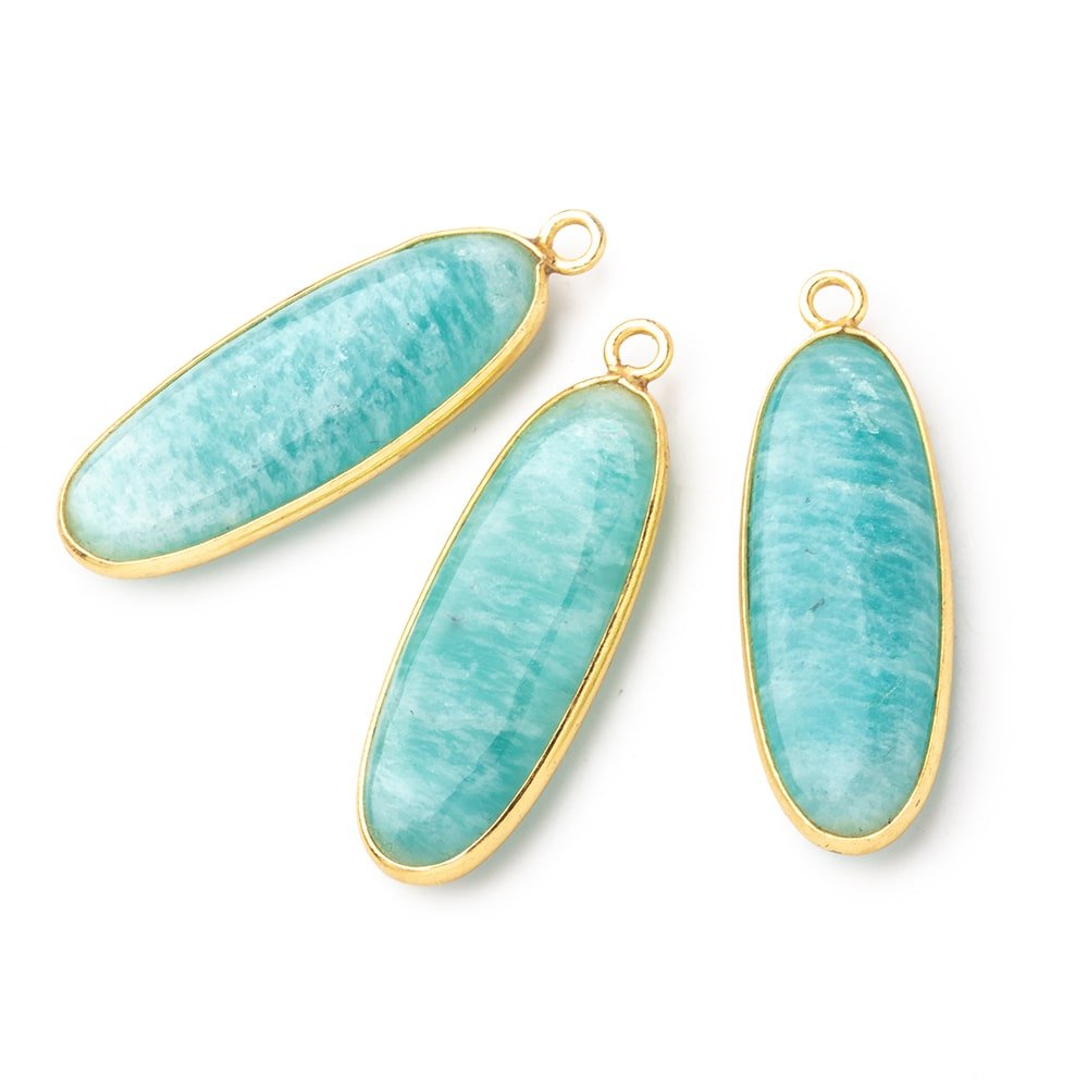 30x11mm Vermeil Bezel Amazonite Plain Oval Pendant 1 Focal Bead