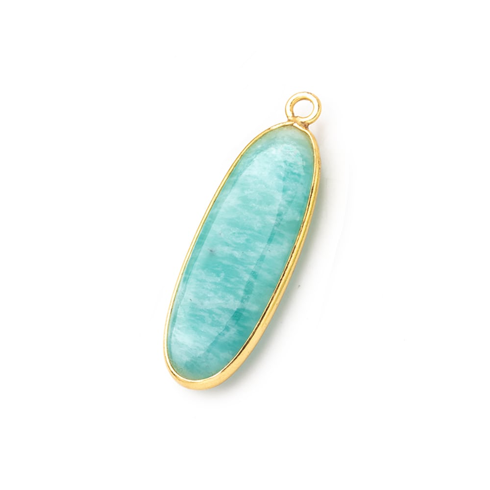 30x11mm Vermeil Bezel Amazonite Plain Oval Pendant 1 Focal Bead
