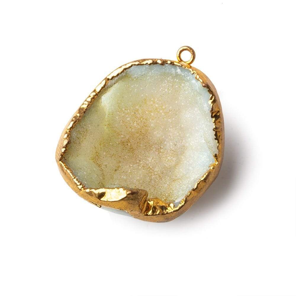 30x27x16mm Gold Leafed Butter Cream Concave Drusy Focal Pendant 1 piece