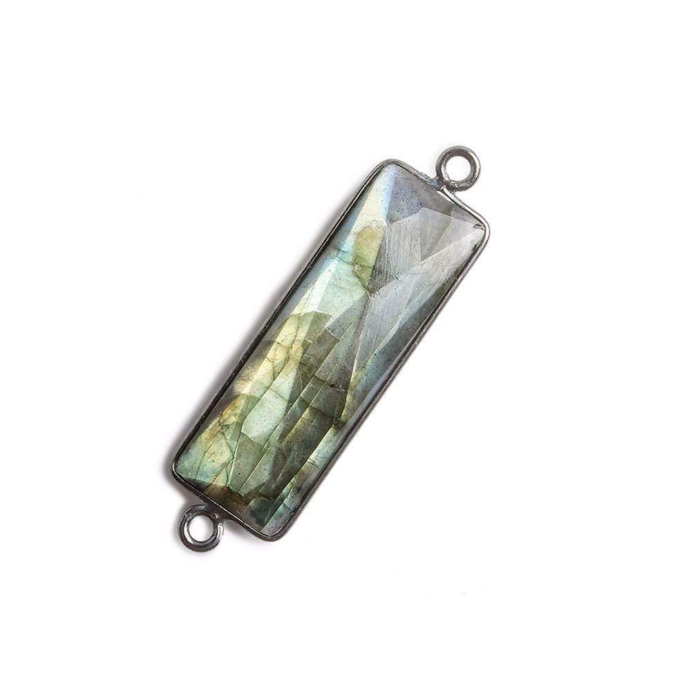 31x11mm Black Gold Bezel Labradorite Bar 2 ring Connector North South 1 piece