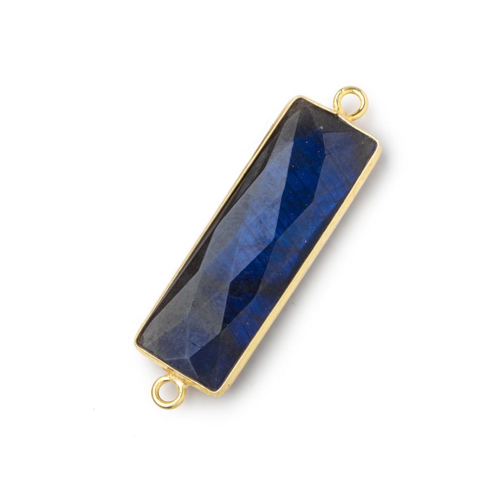 31x11mm Vermeil Bezel Labradorite Bar 2 ring Connector North South 1 piece