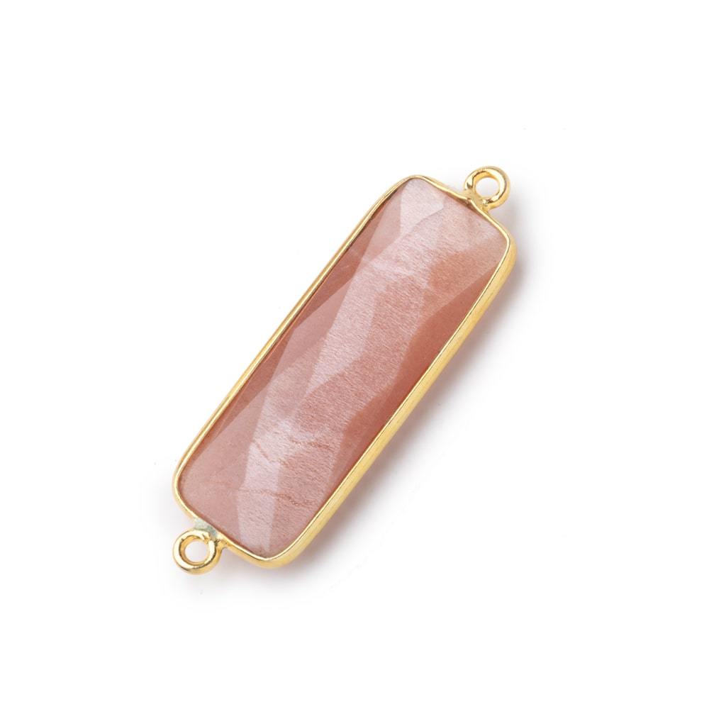 31x11mm Vermeil Bezel Peach Moonstone Bar 2 ring Connector North South 1 pc