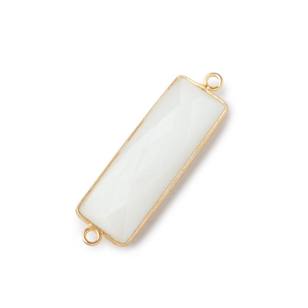 31x11mm Vermeil Bezel White Moonstone Bar 2 ring Connector North South 1 pc