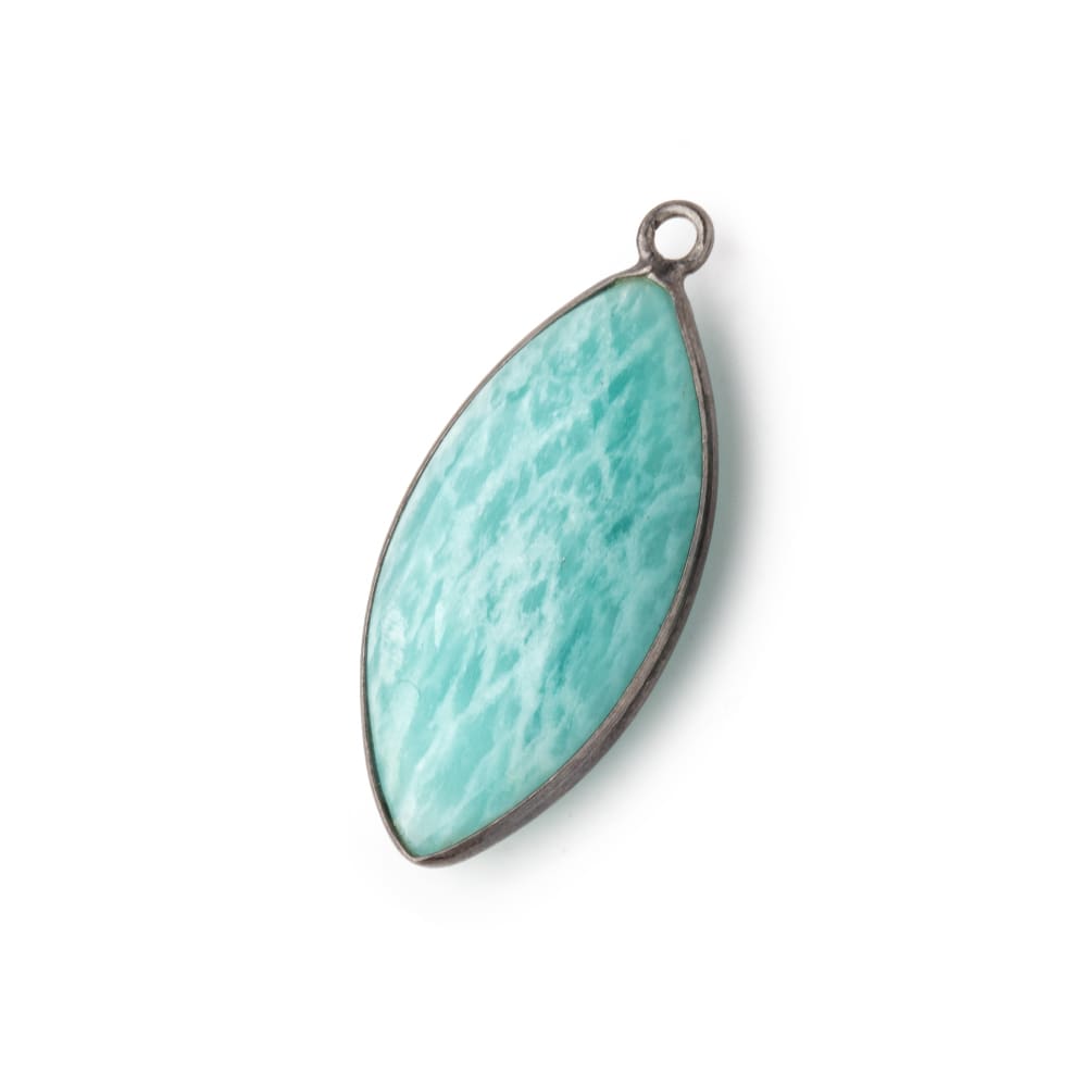 31x16mm Black Gold .925 Bezel Amazonite Plain Marquise Pendant 1 Focal Bead