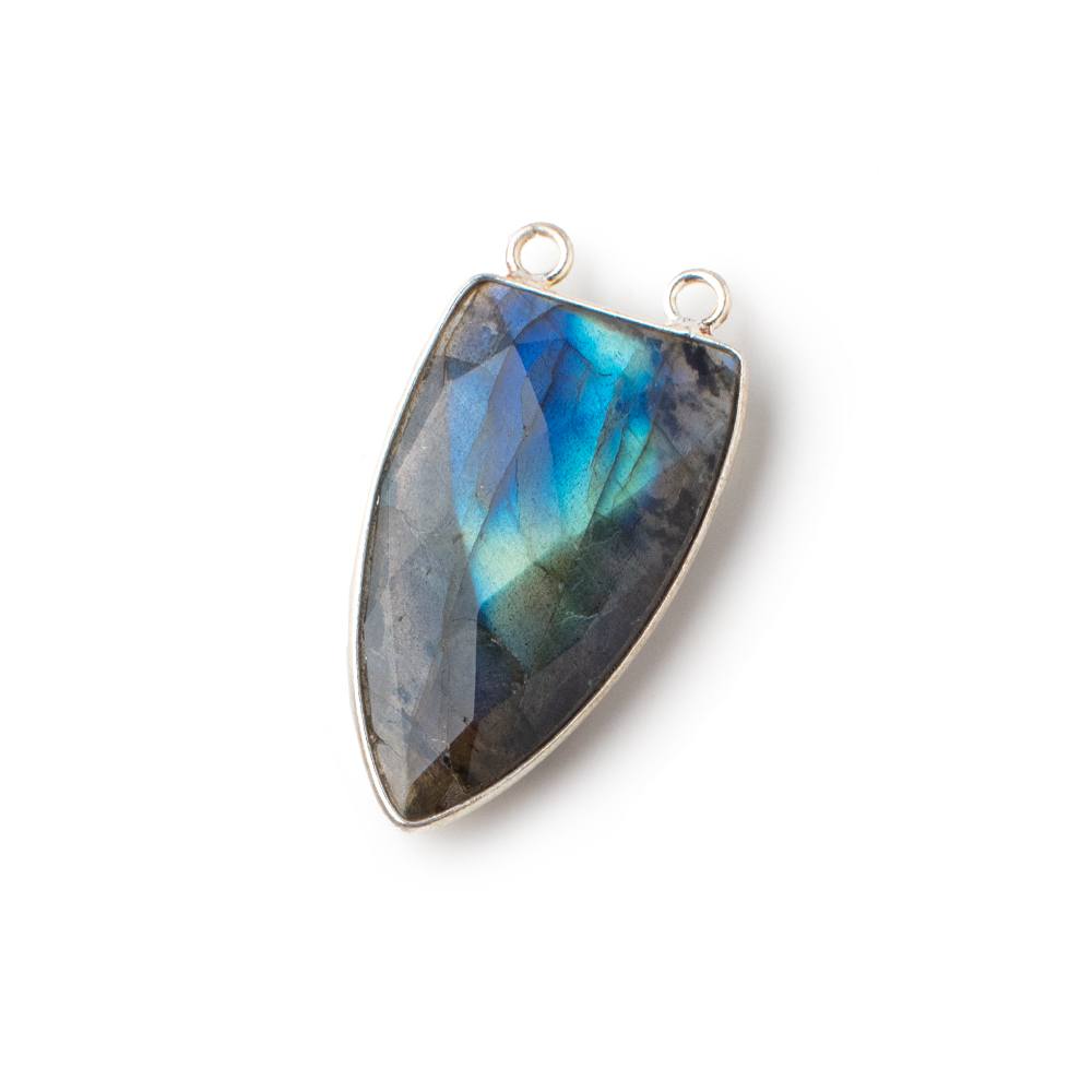 31x19mm Silver Bezel Labradorite Faceted Point Connector 1 piece