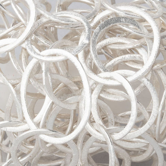 32x24mm and 21mm Silver plated Brushed Oval and Round Link Chain by the foot