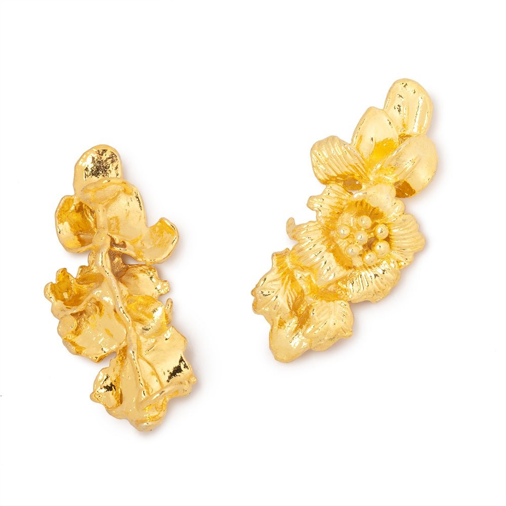 33x15mm Hibiscus Flower Slider Charm Set of 2 pieces