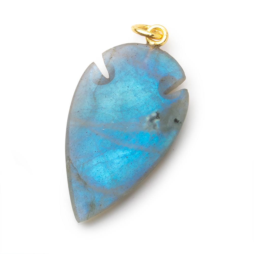 33x20mm Matte Labradorite Plain Arrowhead Pendant 1 Focal